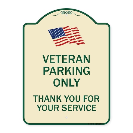 Signmission Veteran Parking Thank You for Your Service Heavy-Gauge Aluminum Sign, 24" x 18", TG-1824-22737 A-DES-TG-1824-22737